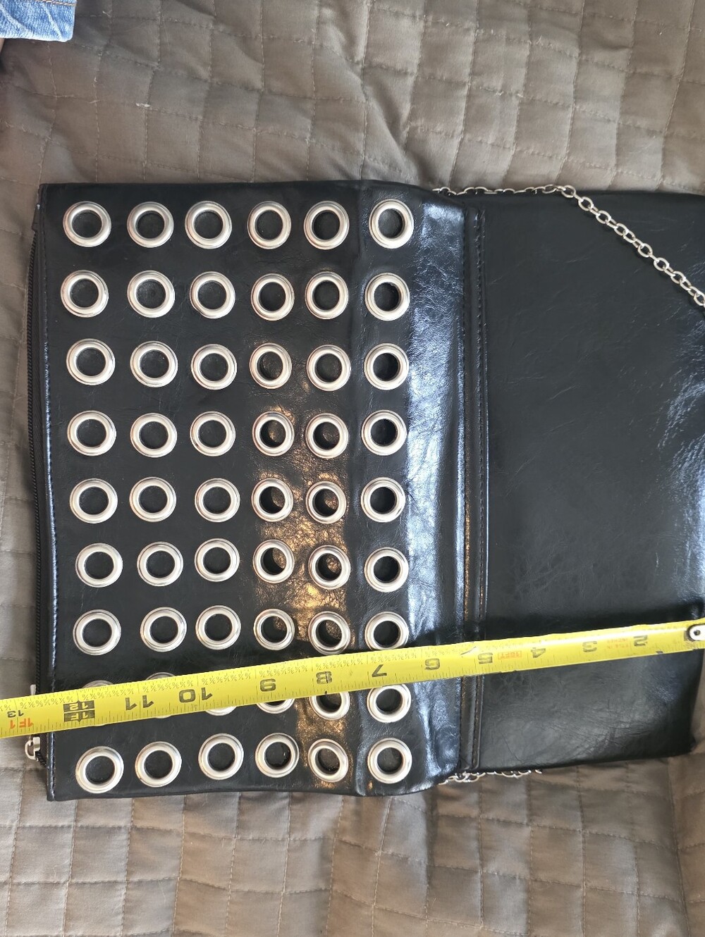 Black Clutch with Silver Grommets - Picture 5 of 6